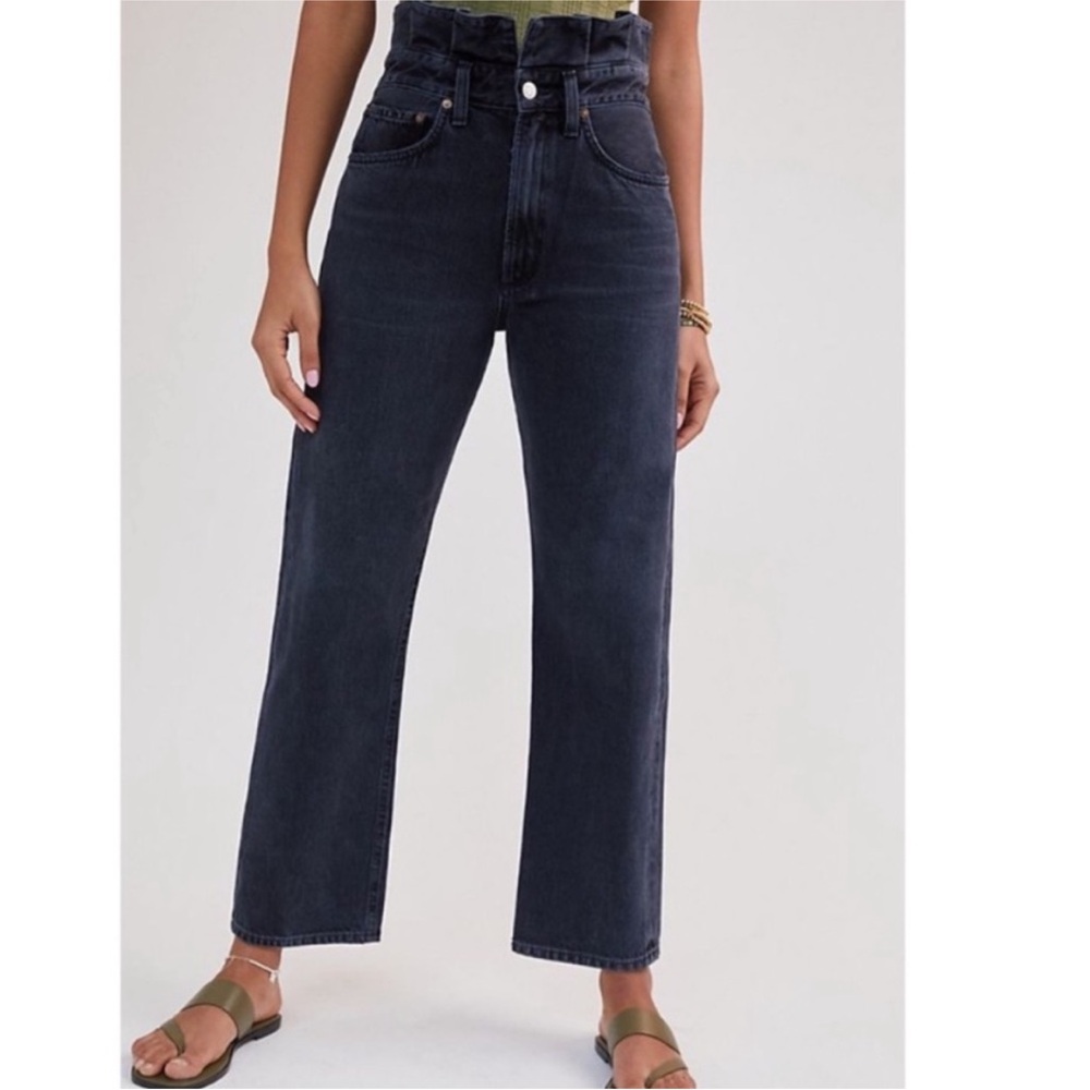 AGOLDE Ultra High-Rise Ruffled Straight Jeans